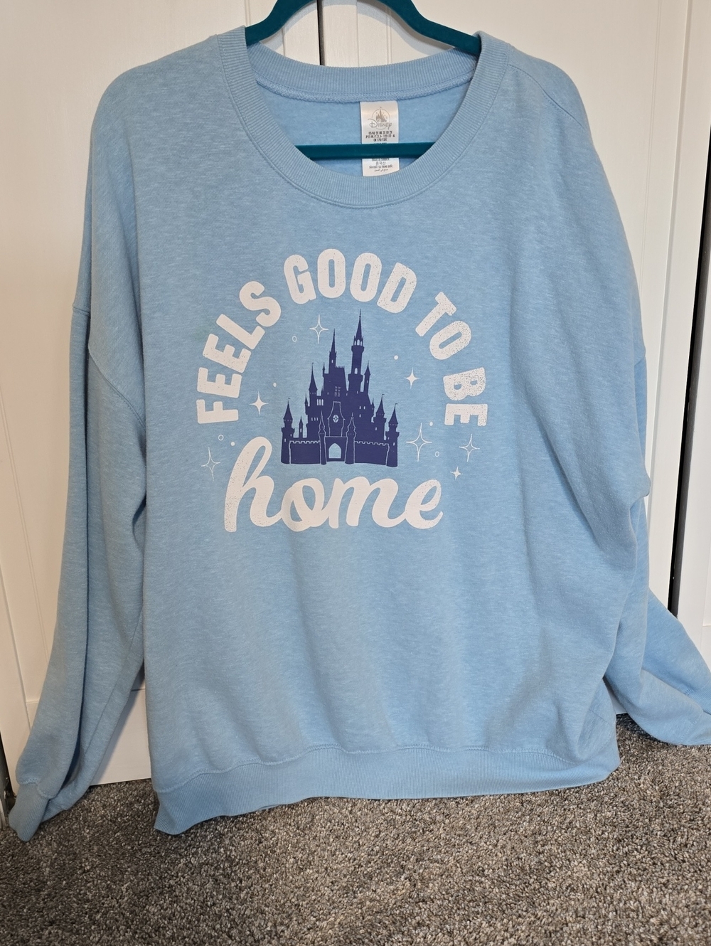 Disney Light Blue "Feels Good to Be Home" Castle Sweatshirt